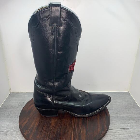 Justin Boots Men 10.5 D Black Fort Worth Texas Embroidery Leather Western Cowboy main image 4